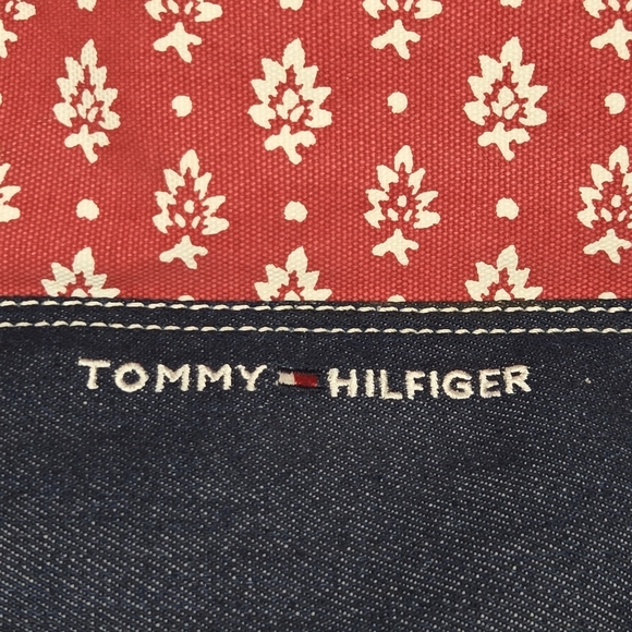 Tommy Hilfiger Floral Print Canvas Denim Braided Strap Bucket Tote Shoulder Bag - Picture 8 of 10